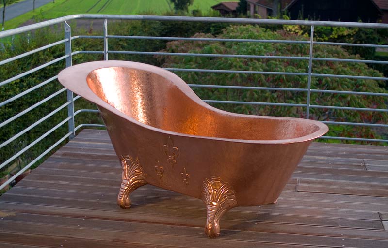 Freistehende luxus Badewanne aus Kupfer
